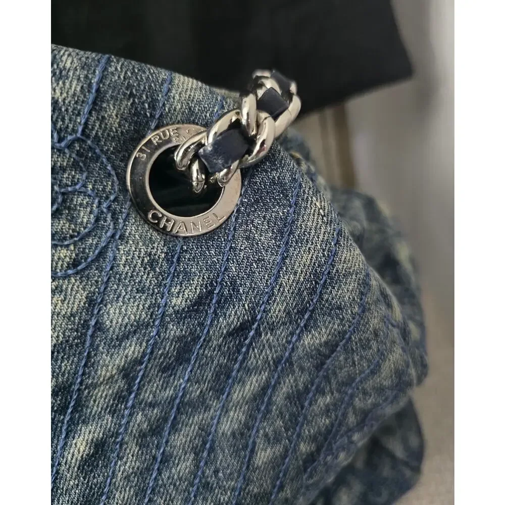 Chanel Denim Camellia Just Mademoiselle Bowler EUC & COA